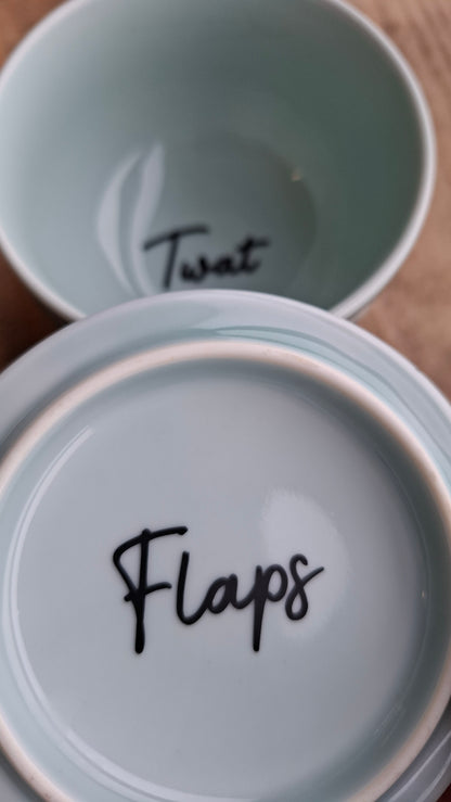 'Twat Flaps' Upcycled Blue Fancy Ceramic Pot