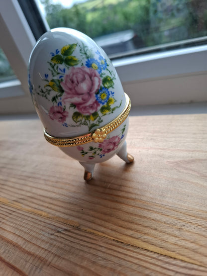 'Cunt' Upcycled Floral Pink Fancy Egg Trinket Pot With Legs (DISCOUNTED)