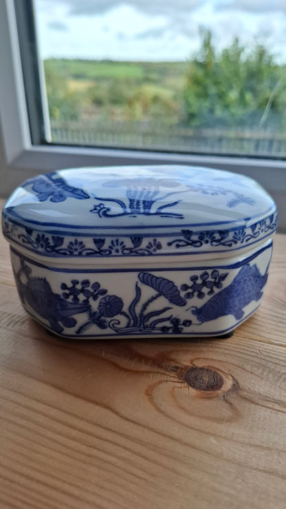 'Wanker' Upcycled Blue/White Fish Trinket Pot