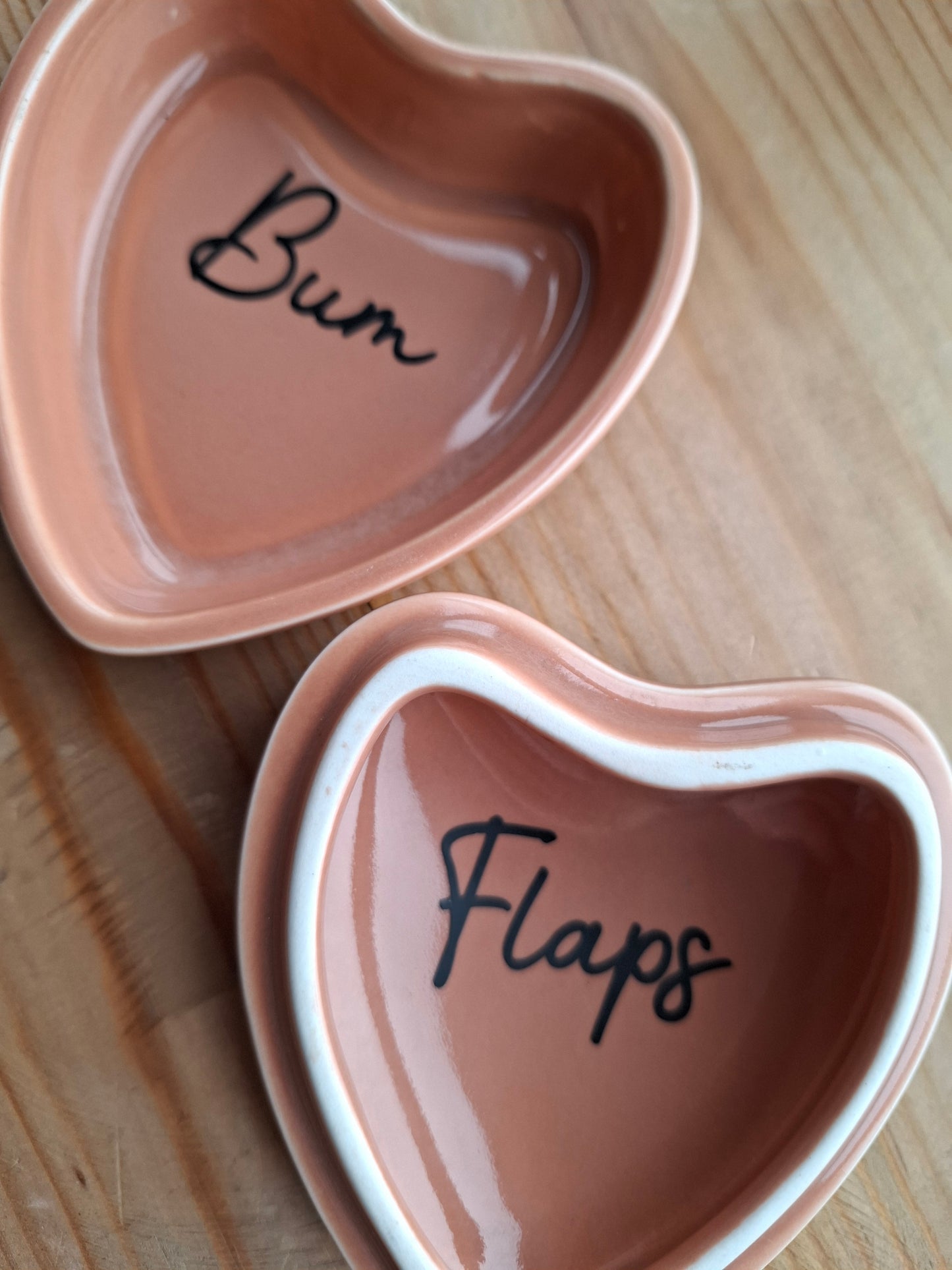 'Bum Flaps' Upcycled Brown Heart Shaped Trinket Pot