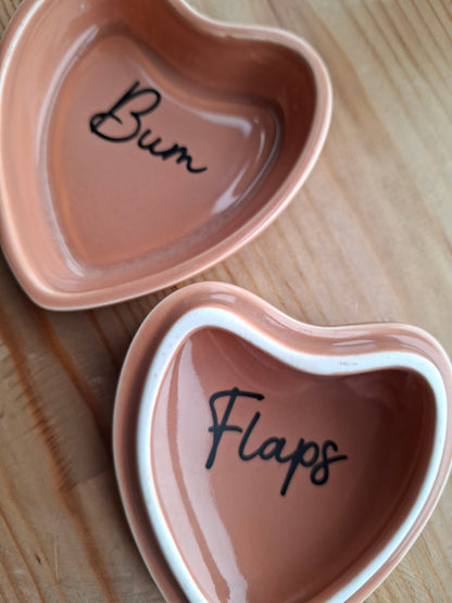 'Bum Flaps' Upcycled Brown Heart Shaped Trinket Pot