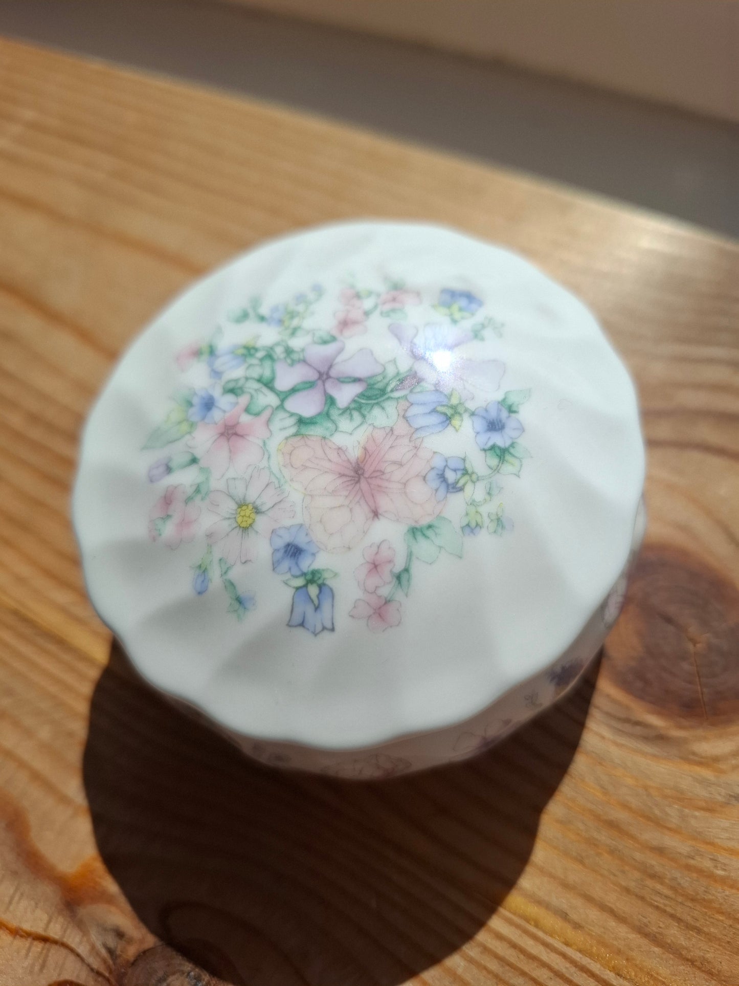 'Slag' Upcycled Butterfly Floral Trinket Pot