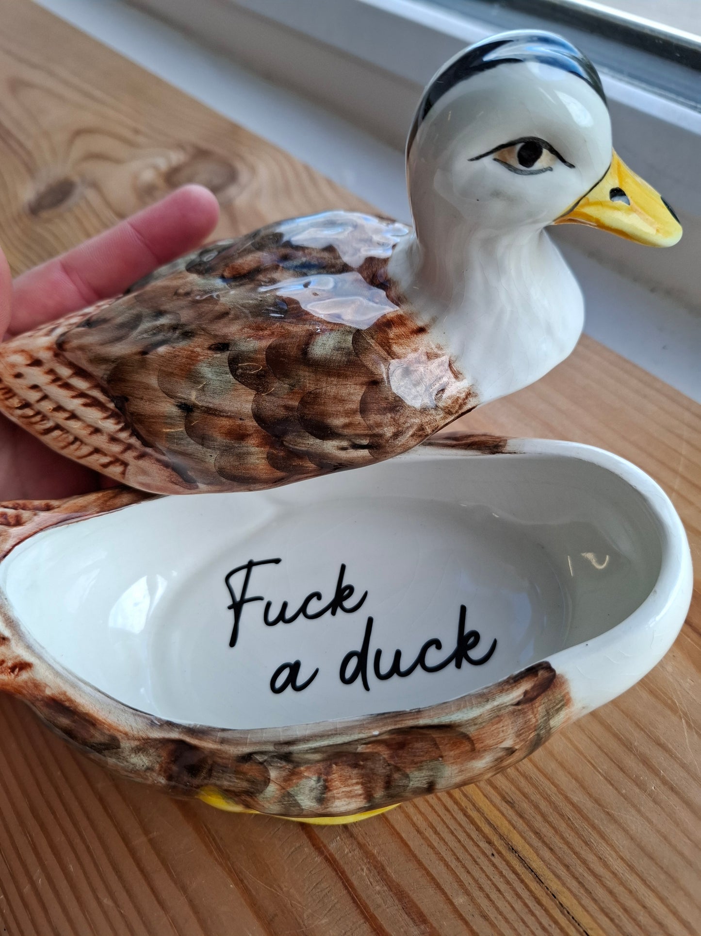 'Fuck A Duck' Upcycled Duck Trinket Pot
