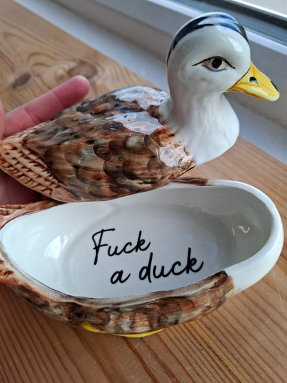 'Fuck A Duck' Upcycled Duck Trinket Pot