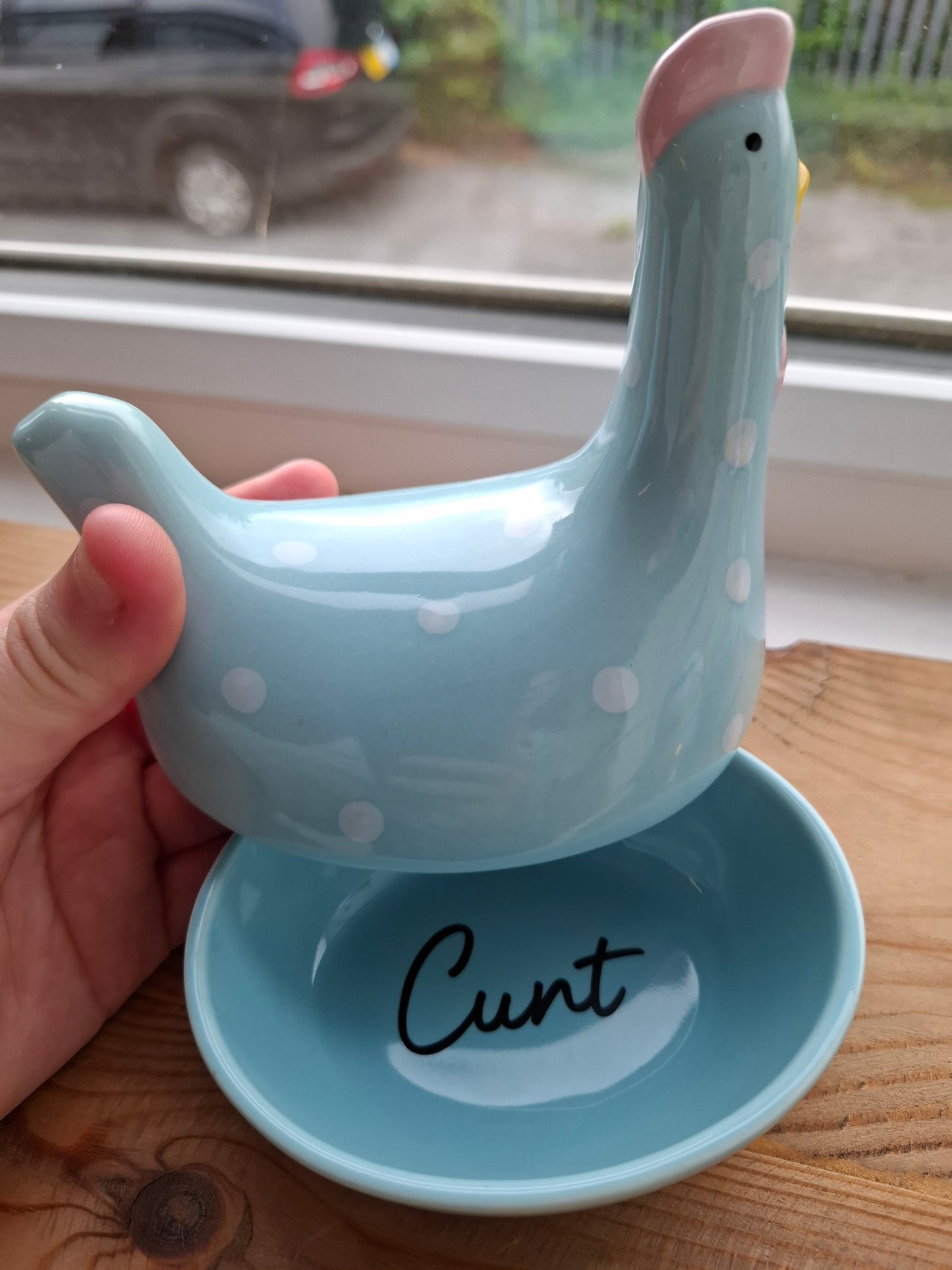 'Cunt' Upcycled Blue Chicken Trinket Pot