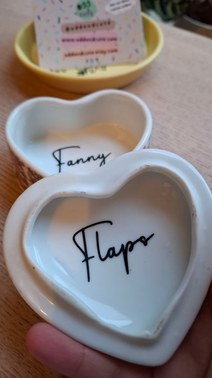 'Fanny Flaps' Upcycled Rose Heart Shaped Trinket Pot