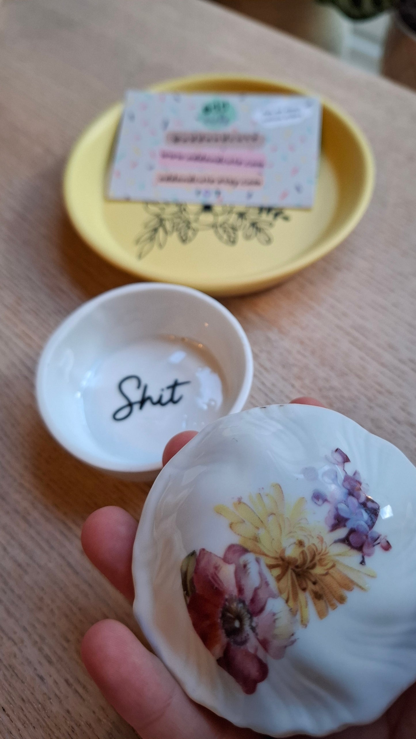 'Shit Bag' Upcycled Round Floral Trinket Pot