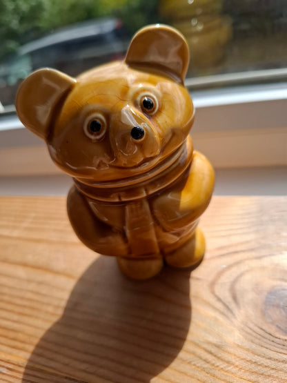'Cunt' Upcycled Golden Brown Bear Trinket Pot (Crackled Glaze)