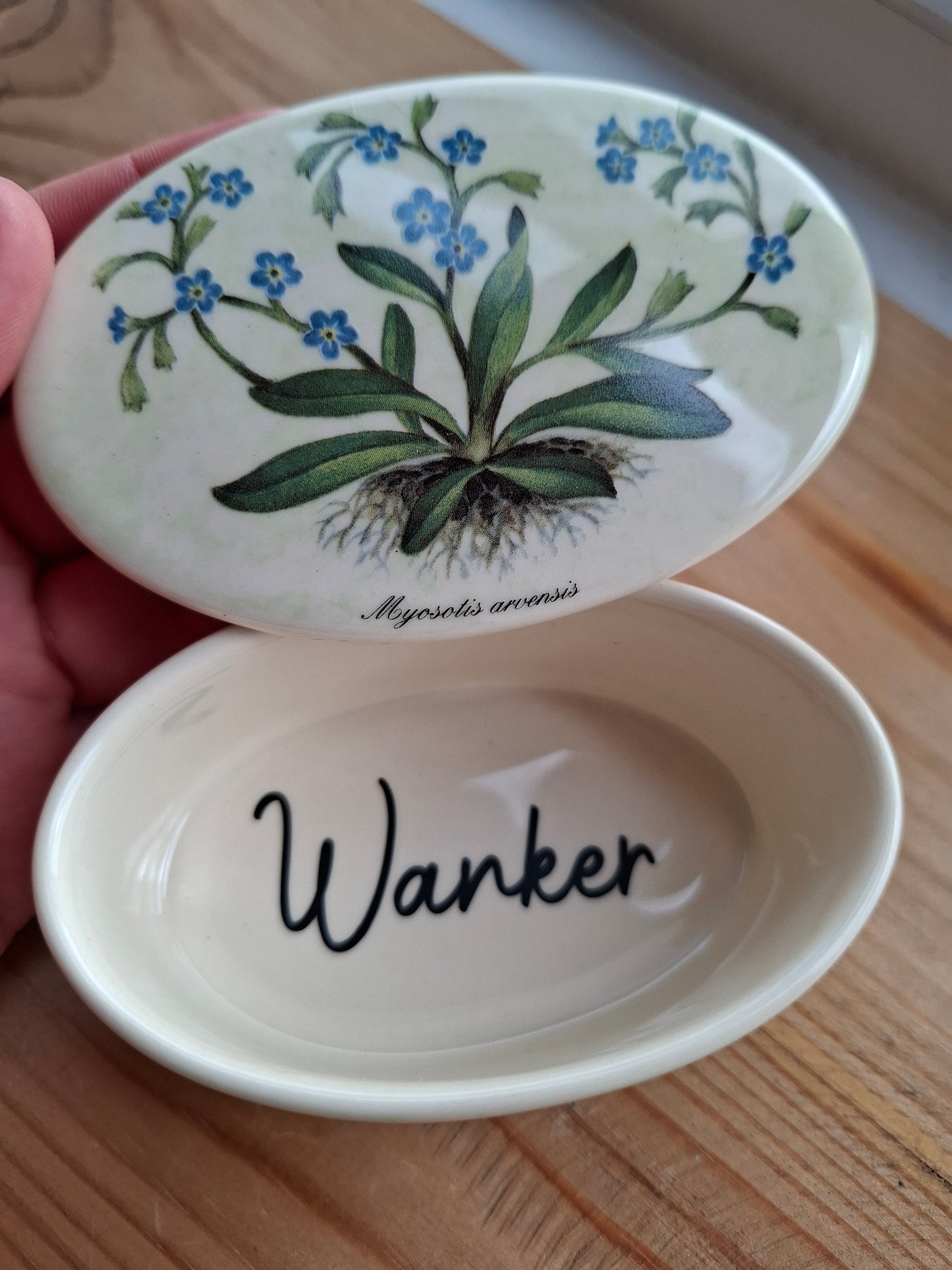 'Wanker' Upcycled Oval Flower Trinket Pot
