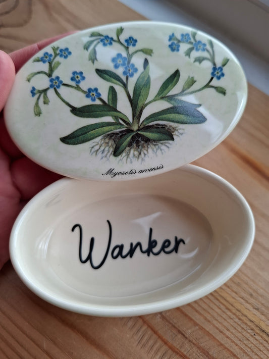 'Wanker' Upcycled Oval Flower Trinket Pot