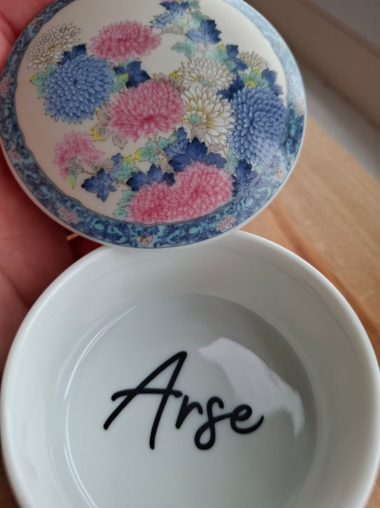 'Arse Hole' Upcycled Colourful Floral Trinket Pot