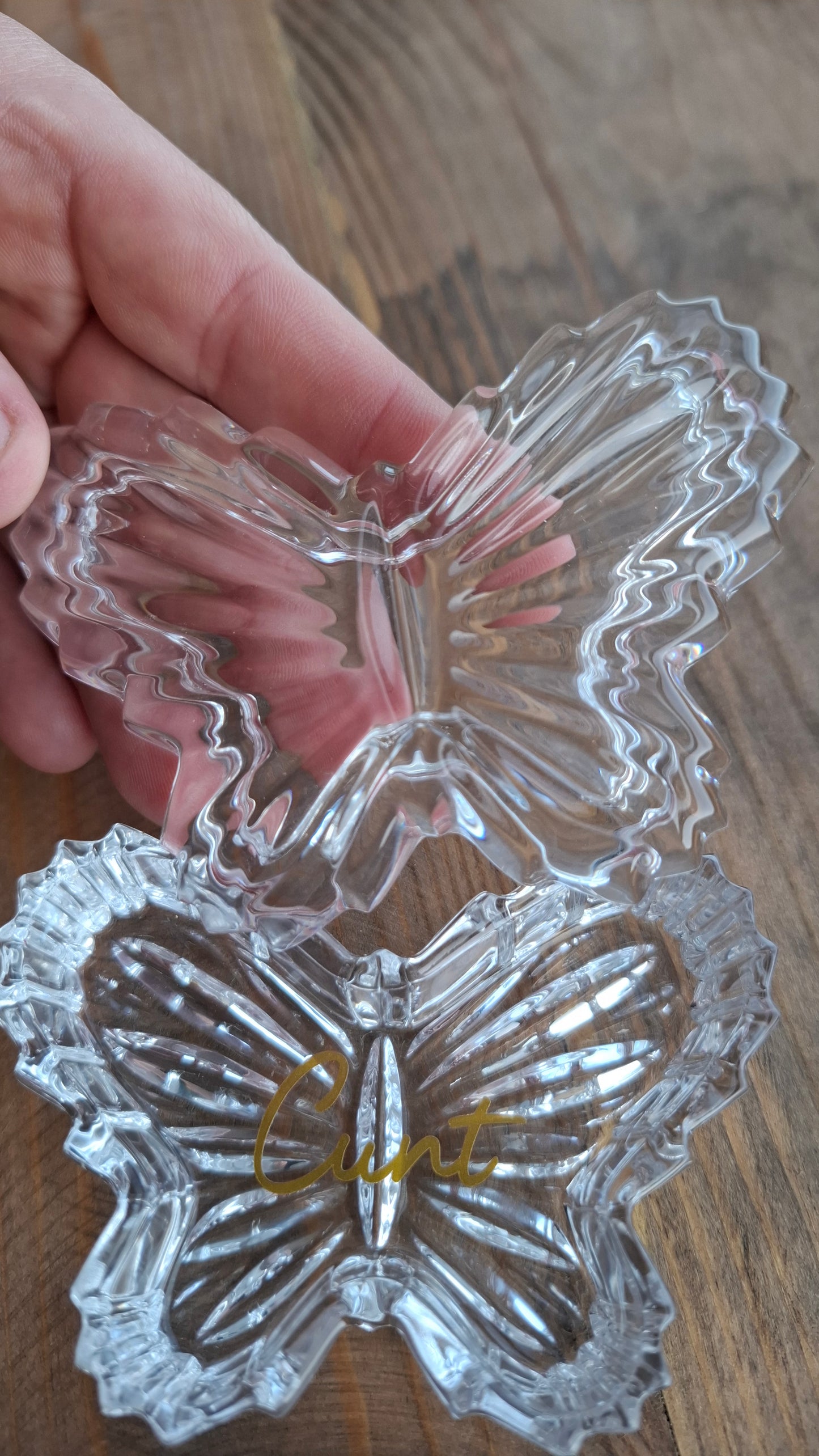 'Cunt' Upcycled Glass Butterfly Trinket Pot