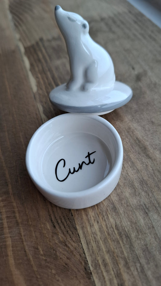 'Cunt' Upcycled Bear Trinket Pot