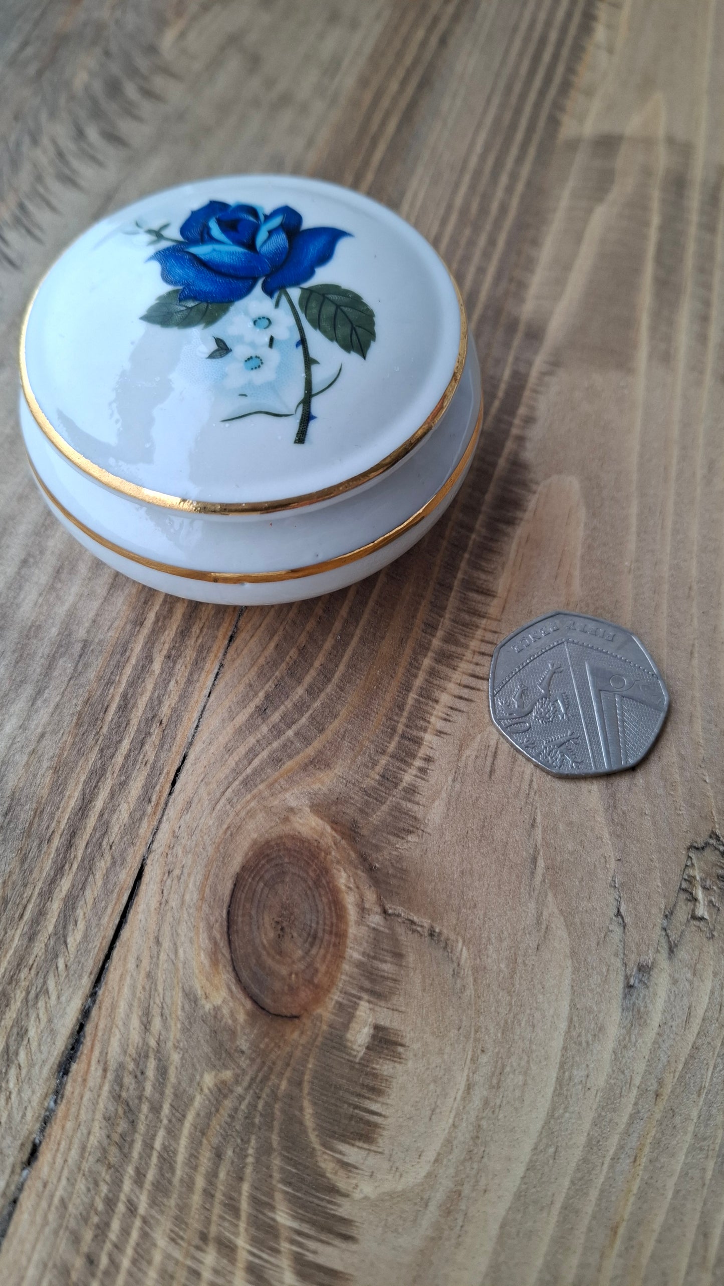 'Twat' Upcycled Blue Rose Trinket Pot