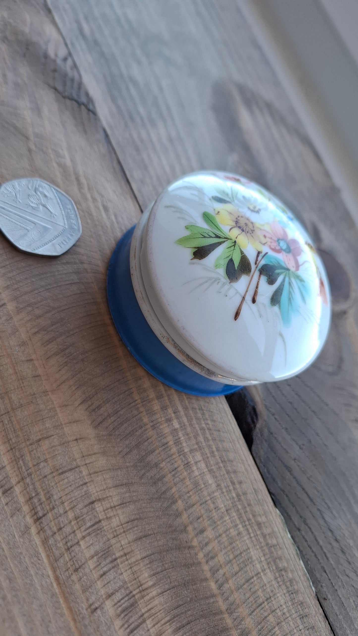 'Twat' Upcycled Blue Floral Trinket Pot (DISCOUNTED)