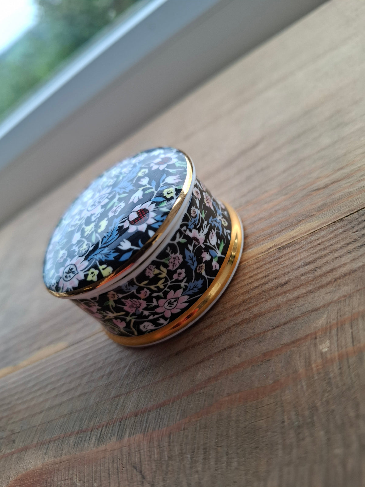 'Cunt' Upcycled Fancy Round Black Floral Trinket Pot