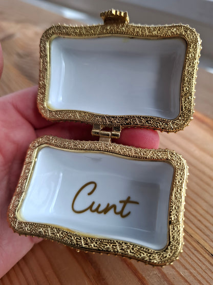 'Cunt' Upcycled Pretty Floral Trinket Pot With Clasp