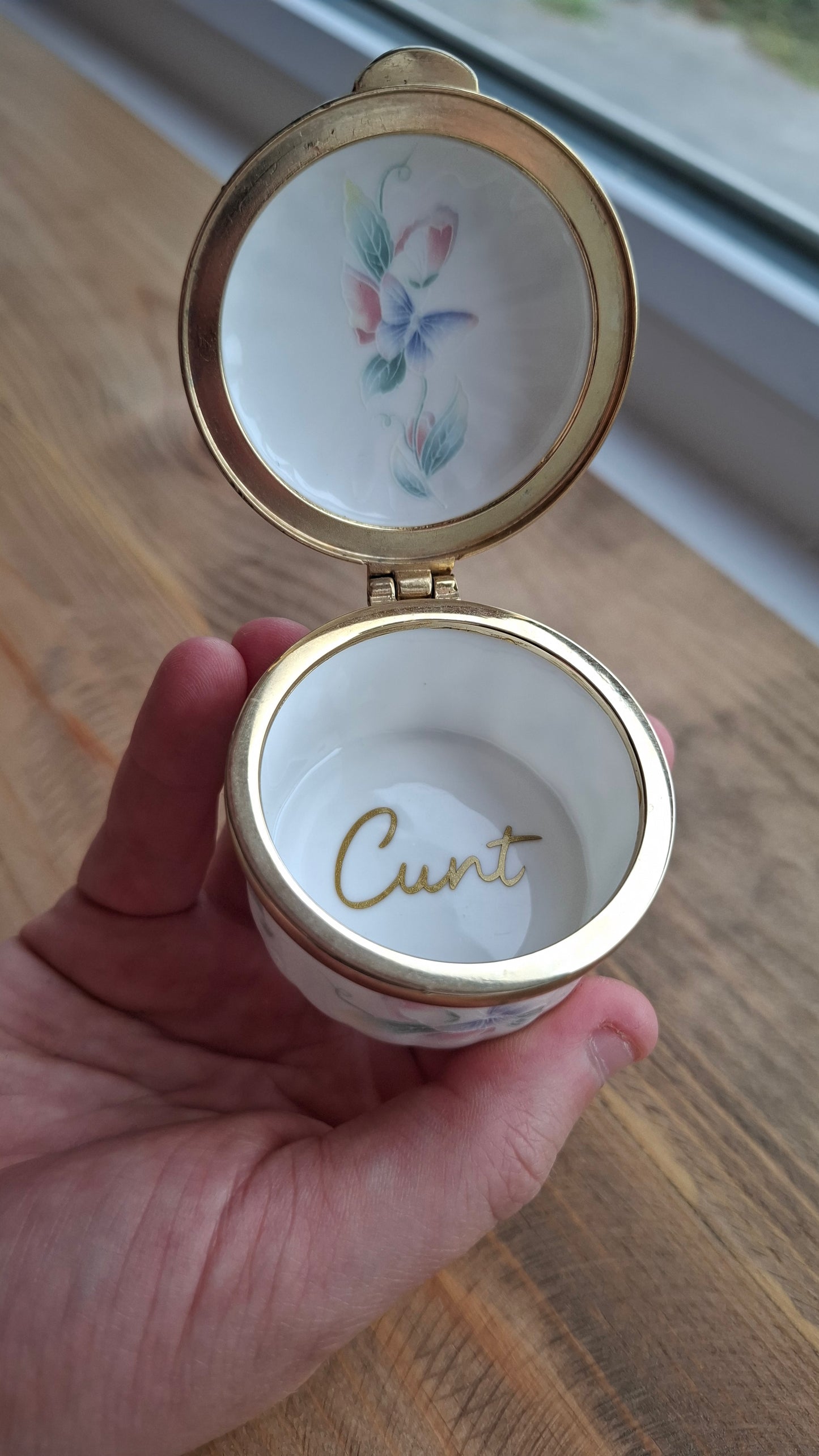 'Cunt' Upcycled Pretty Trinket Pot With Clasp