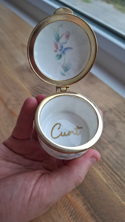 'Cunt' Upcycled Pretty Trinket Pot With Clasp
