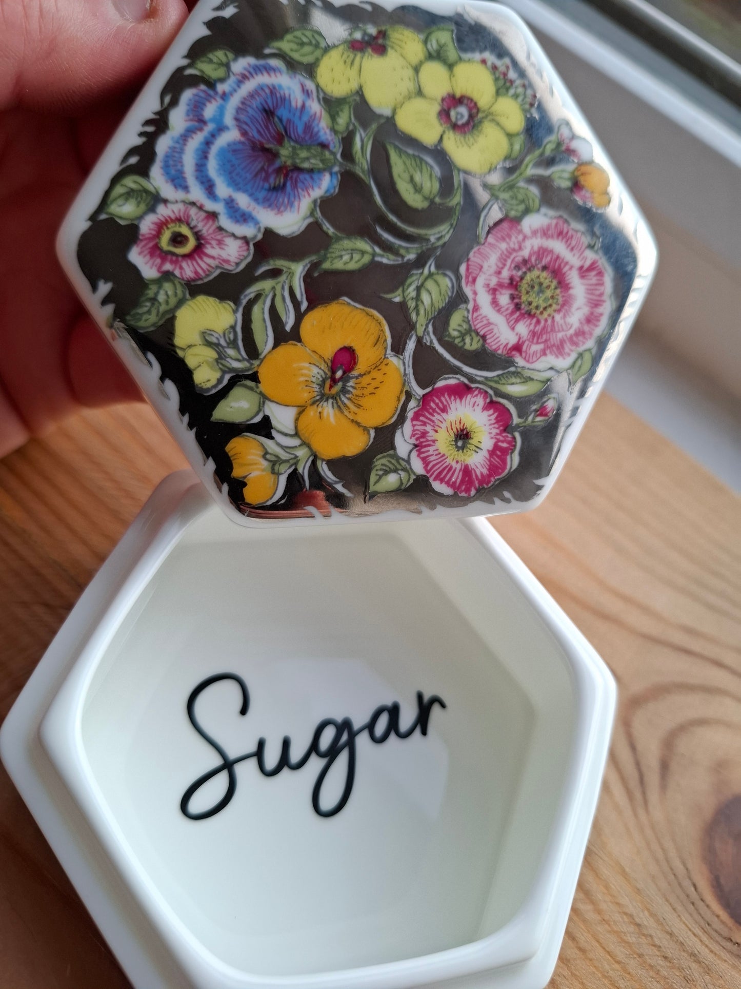 'Sugar Tits' Upcycled Shiny Floral Trinket Pot