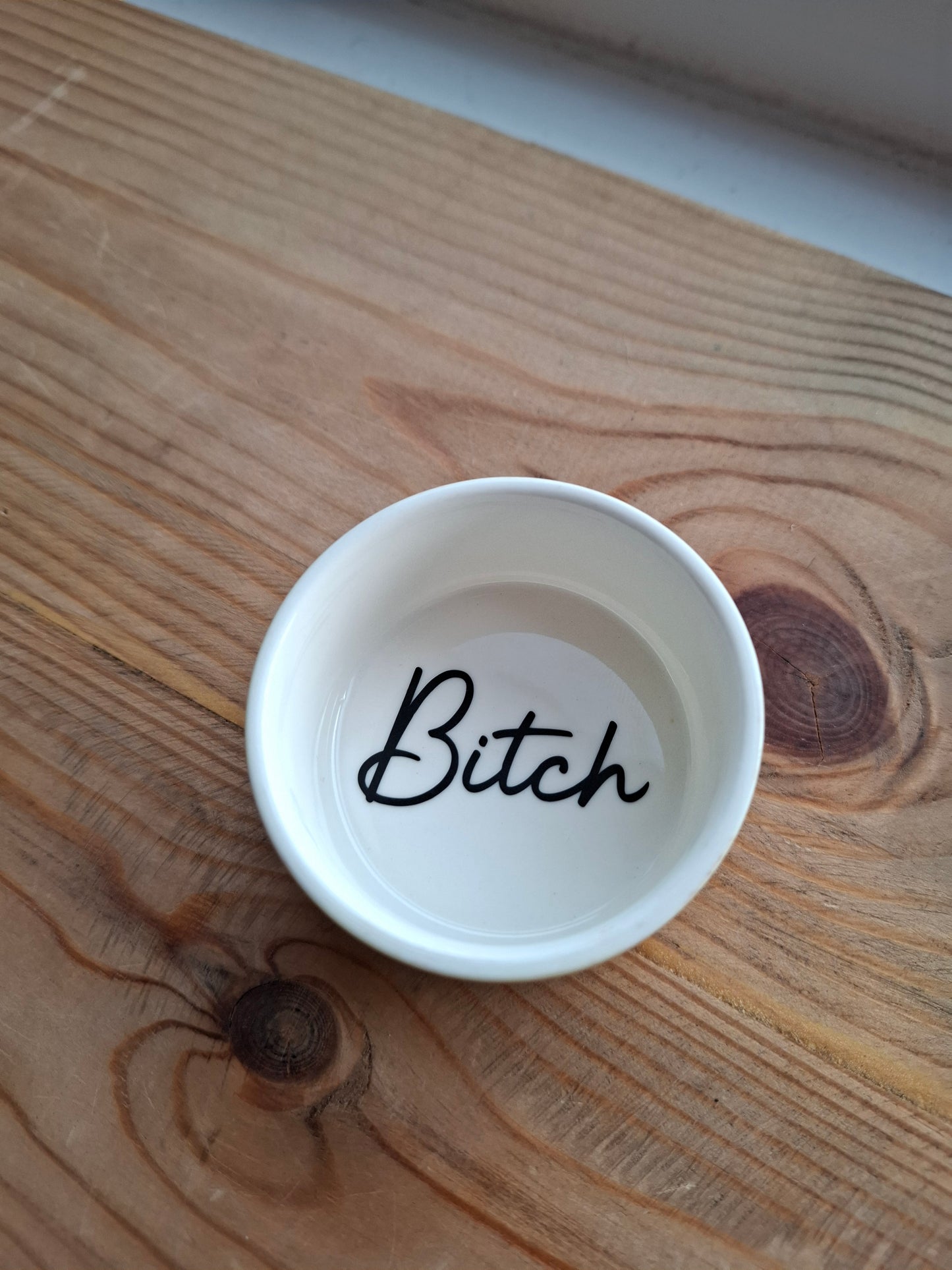 'Bitch' Upcycled Yellow Floral Trinket Pot