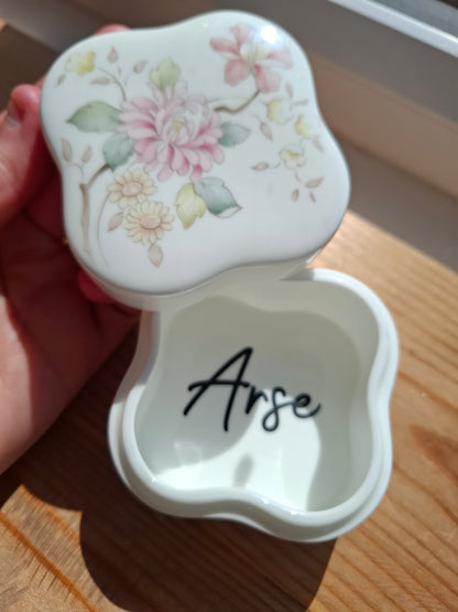 'Arse Hole' Upcycled Chunky Floral Trinket Pot