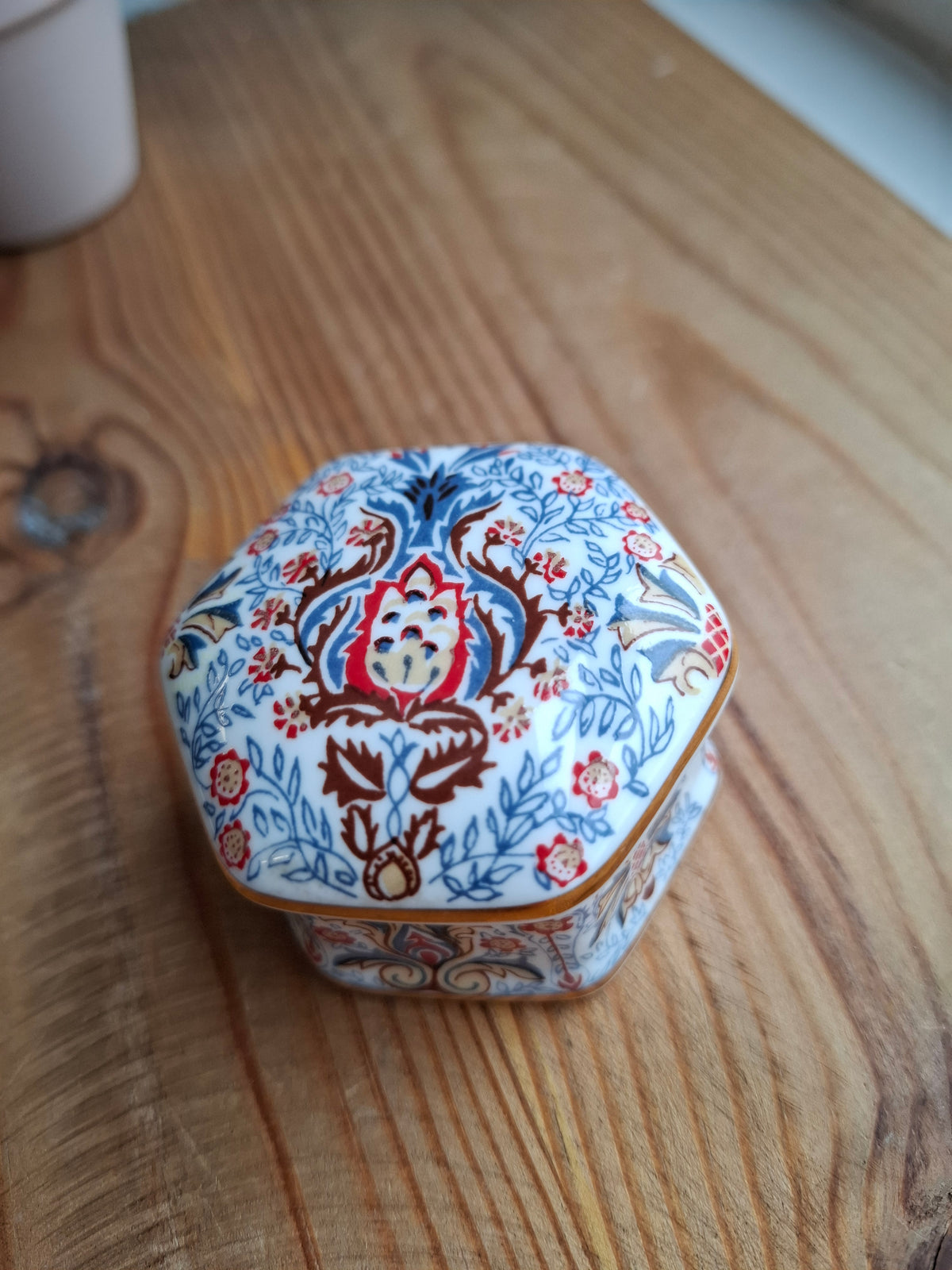 'Cunt' Upcycled Fancy Red & Blue Hexagonal Trinket Pot