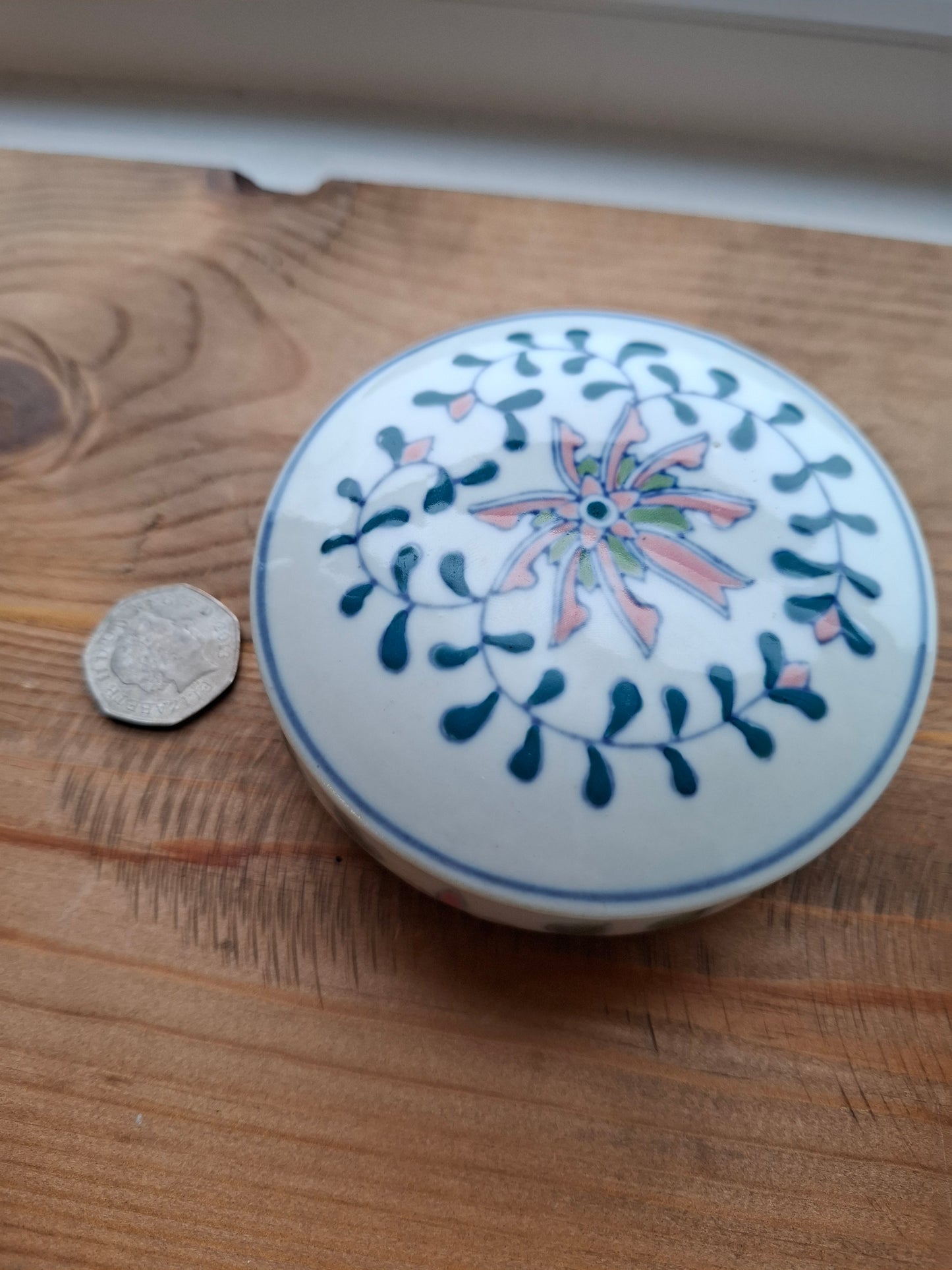'Beef Curtains' Upcycled Round Patterned Trinket Pot