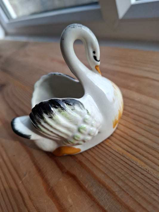 'Twat' Upcycled Swan Shaped Trinket Pot