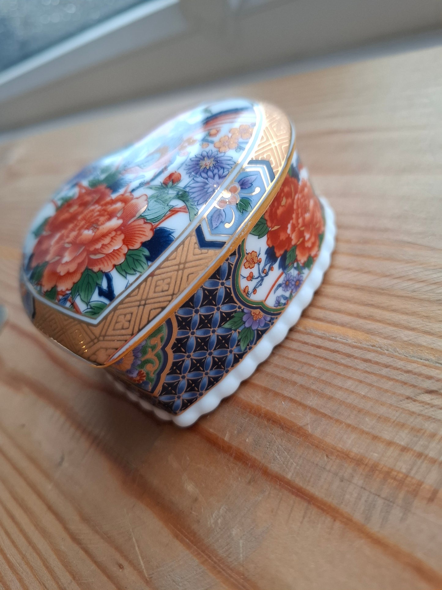 'Bitch' Upcycled Heart Shaped Bright Bird Floral Trinket Pot