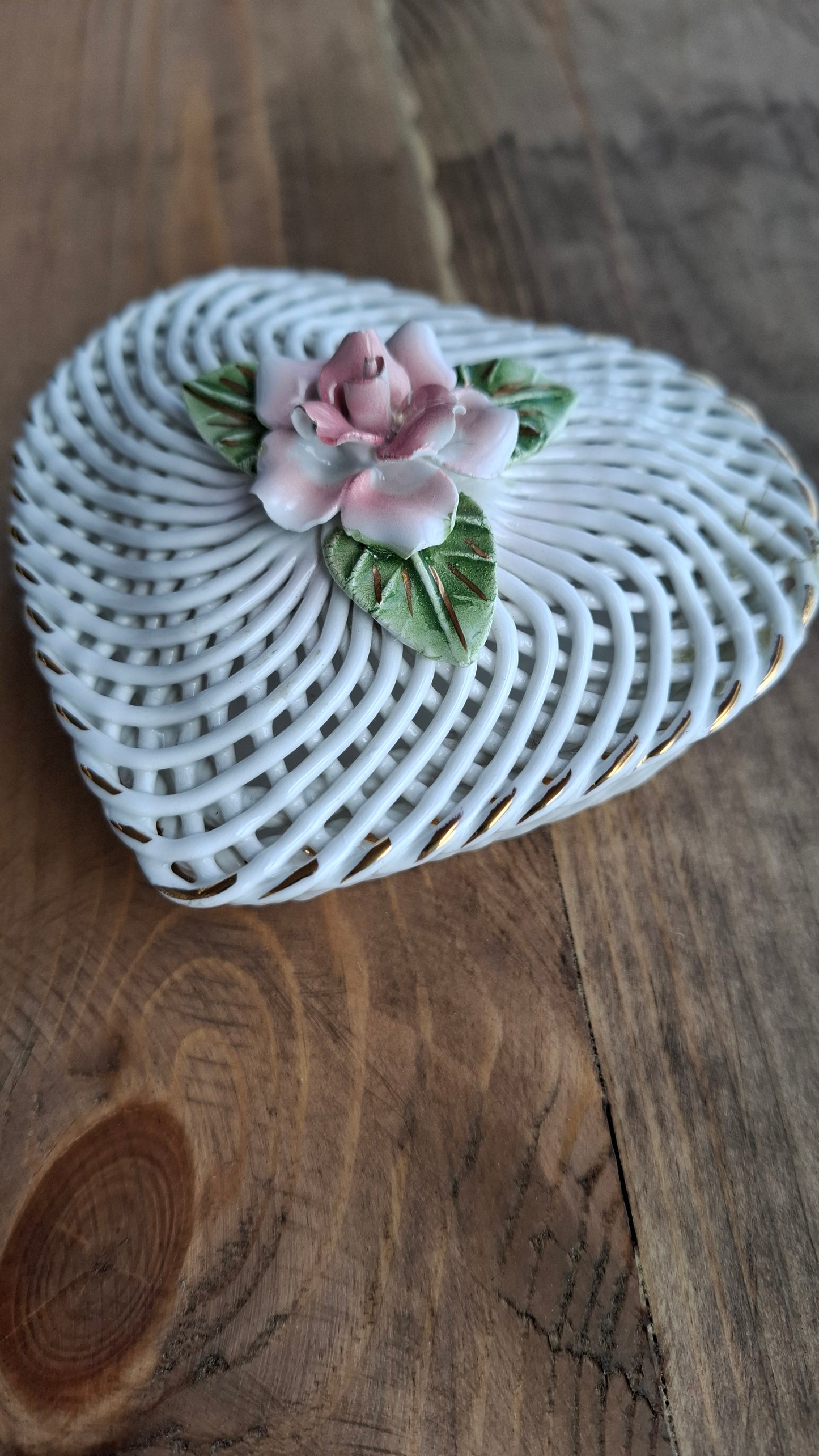 'Cunt' Upcycled White Metal Heart Trinket Pot (HAS SOME DAMAGE - DISCOUNTED)