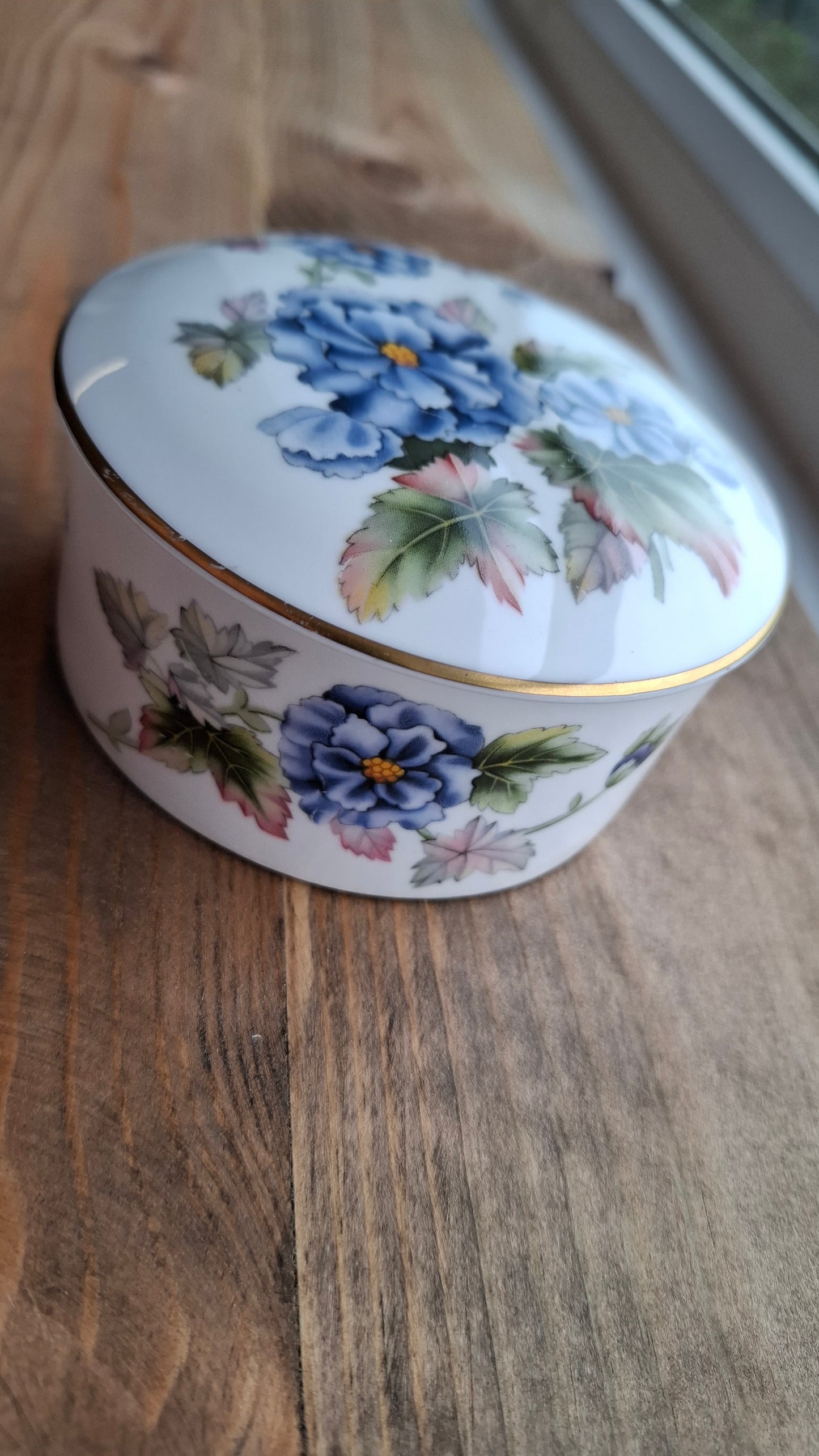 'Cunt' Upcycled Blue Floral Medium Sized Trinket Pot