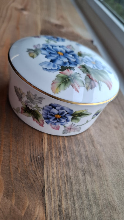 'Cunt' Upcycled Blue Floral Medium Sized Trinket Pot