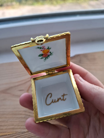 'Cunt' Upcycled Square Fancy Trinket Pot
