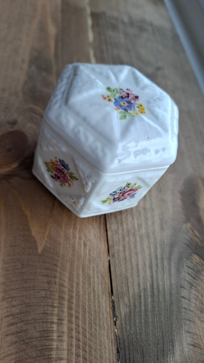'Arsehole' Upcycled Hexagonal Floral Trinket Pot (MARKS ON SIDE)