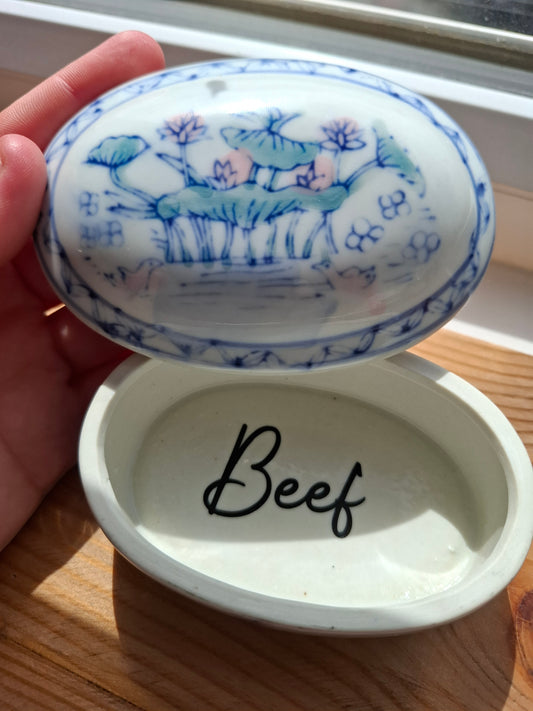'Beef Curtains' Upcycled Pretty Duck Scenery Trinket Pot
