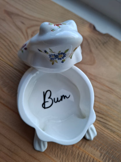 'Bum Hole' Upcycled Personalised Whimsical Frog Trinket Pot