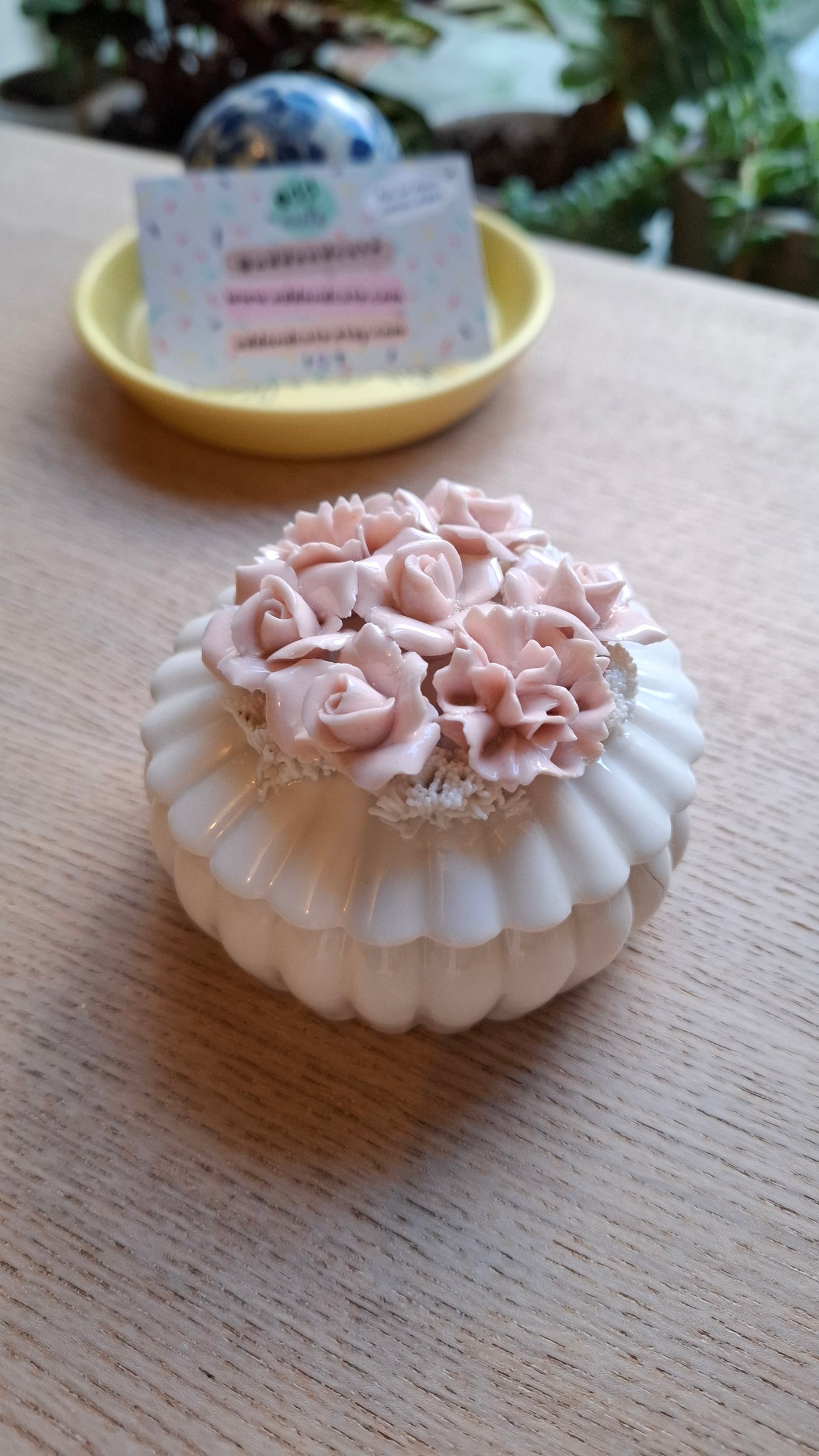 'Slag' Upcycled Pretty Pink Floral Trinket Pot