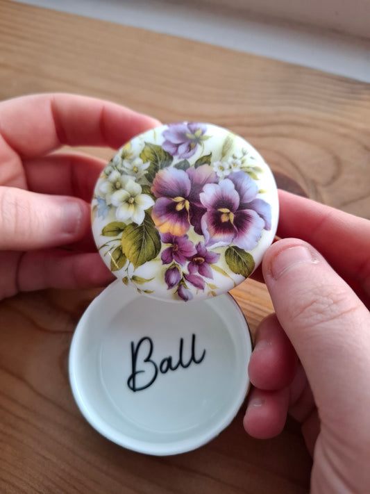 'Ball Bag' Upcycled Purple Floral Trinket Pot