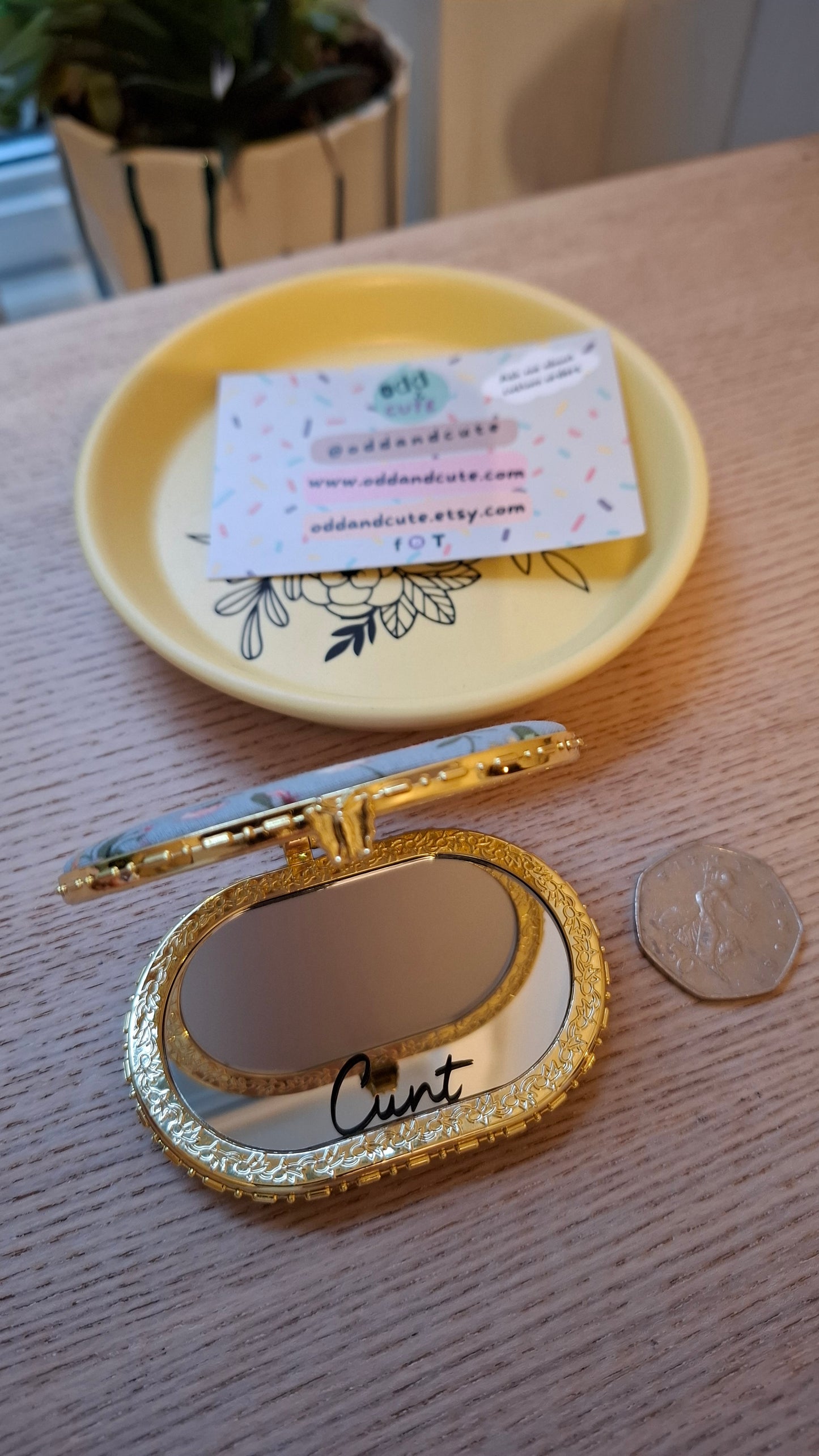 'Cunt' Compact Mirror, Oval Shape