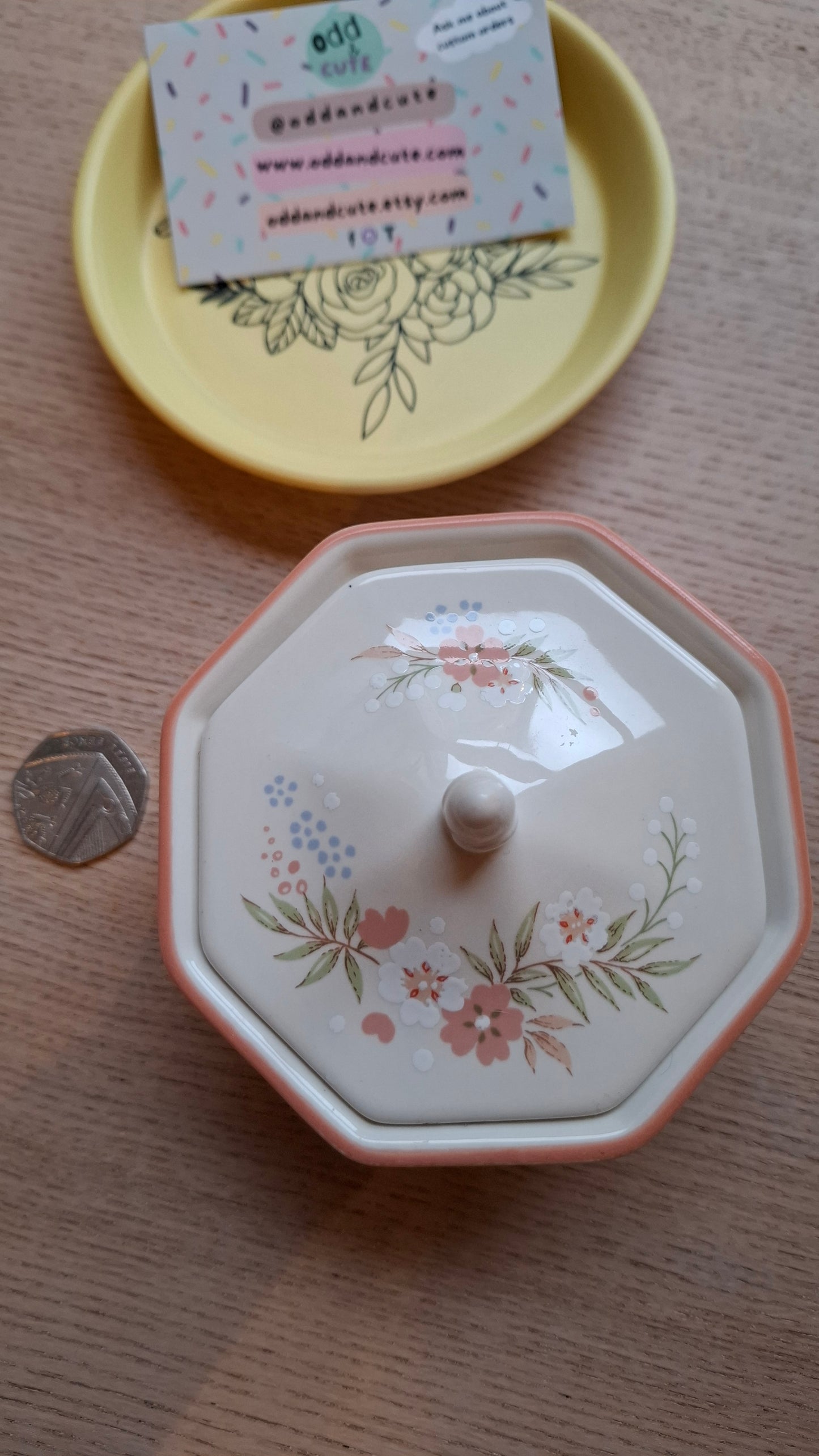 'Twat' Upcycled Pretty Octagon Shaped Trinket Pot