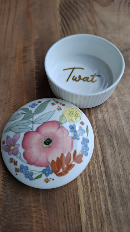 'Twat' Upcycled Wedgwood Cartoony Trinket Pot