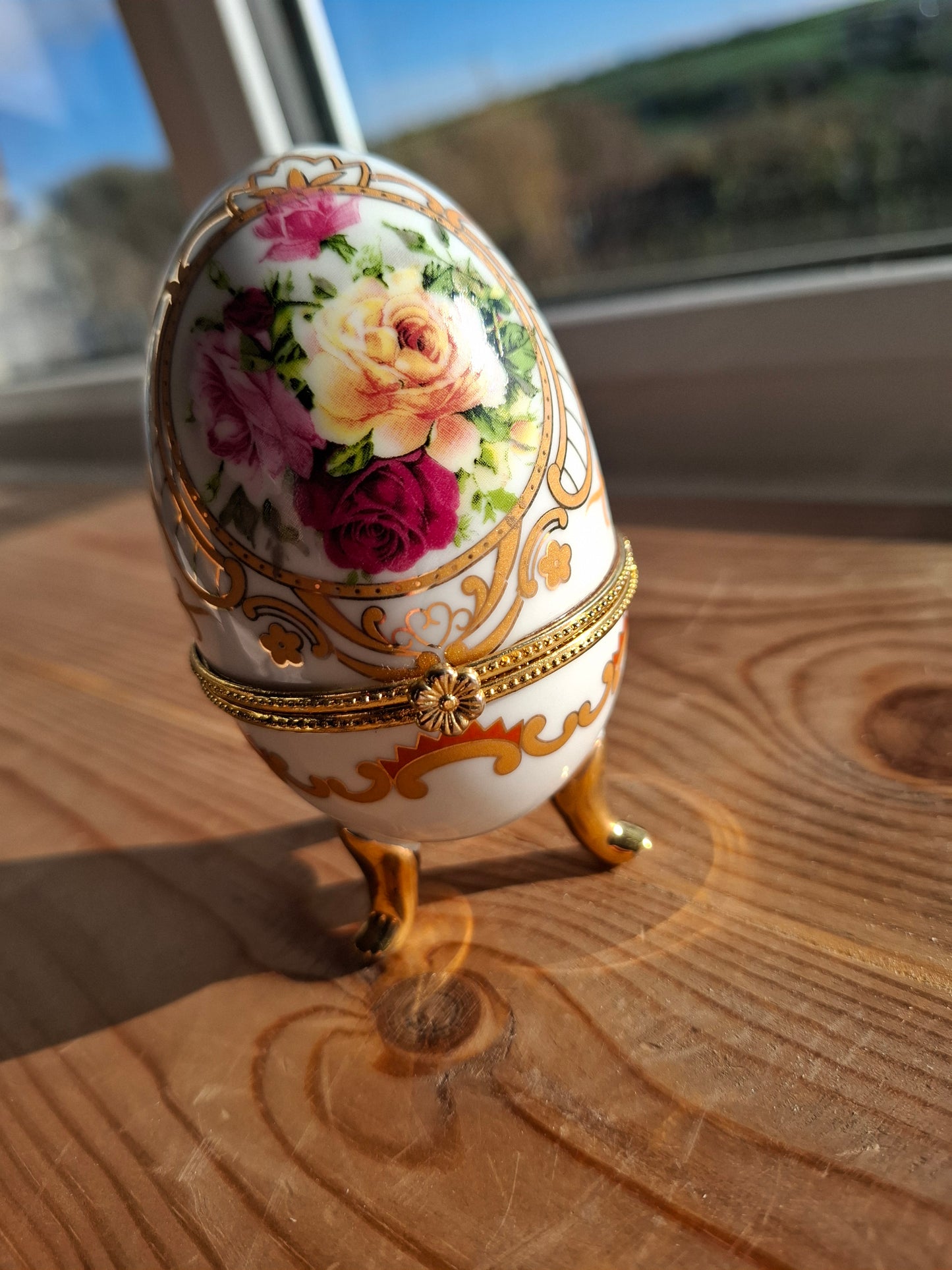'Cunt' Upcycled White/Gold Fancy Egg Trinket Pot With Legs