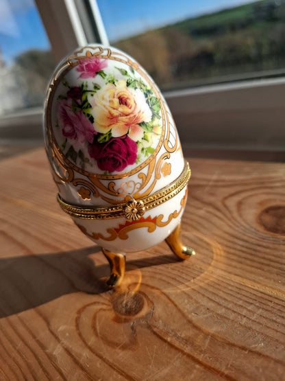 'Cunt' Upcycled White/Gold Fancy Egg Trinket Pot With Legs