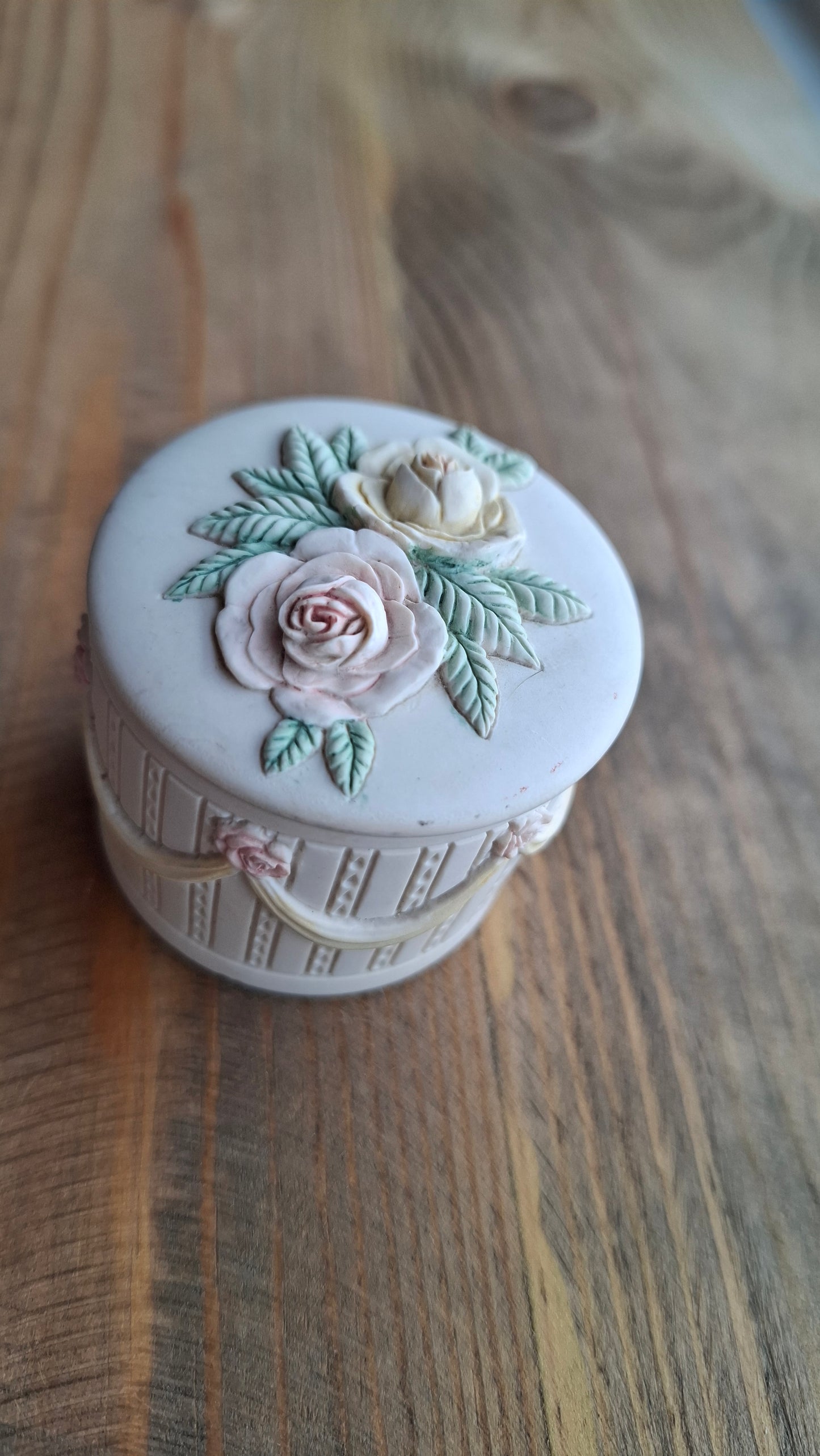 'Cunt' Upcycled Round Ribbon & Roses Trinket Pot
