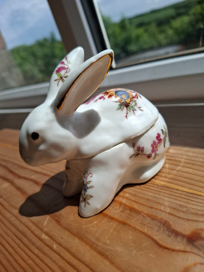 'Cunt' Upcycled White Floral Rabbit Trinket Pot