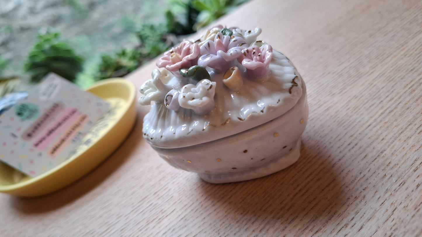 'Ball Bag' Upcycled Floral Heart Shaped Trinket Pot