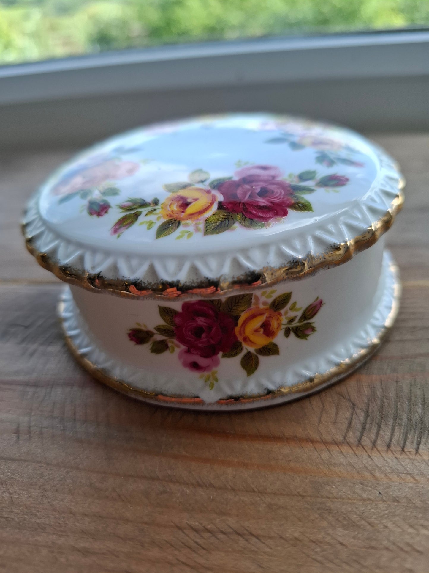 'Slag' Upcycled Cottage Rose Trinket Pot