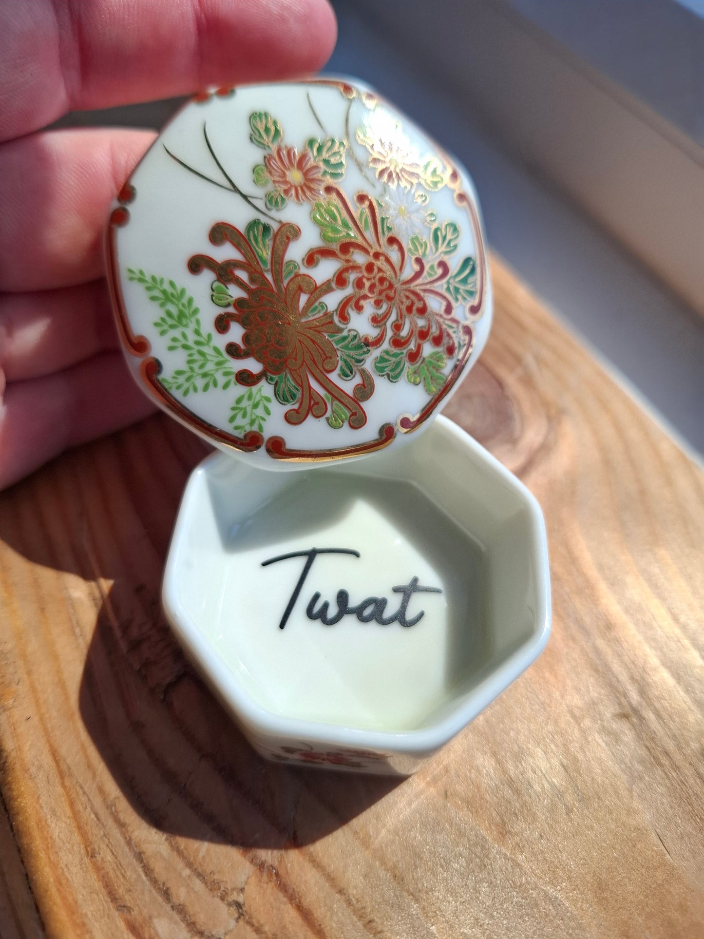 'Twat' Upcycled Small Octagonal Shaped Trinket Pot