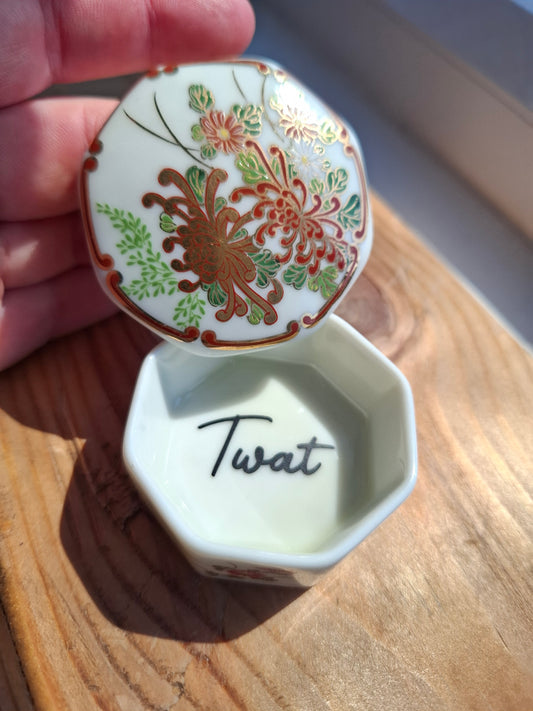 'Twat' Upcycled Small Octagonal Shaped Trinket Pot